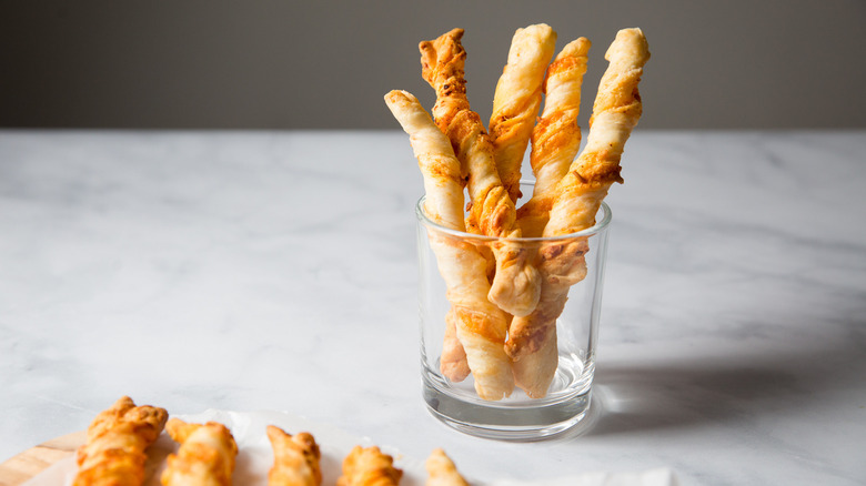 cheese straws served on table