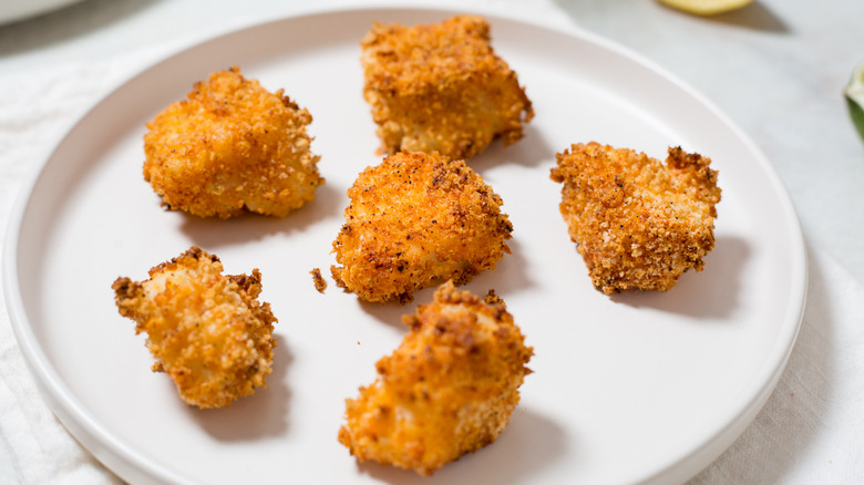 crispy fish nuggets on table