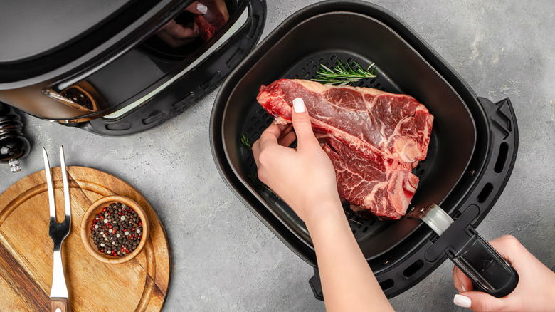 cooking steak in an air fryer
