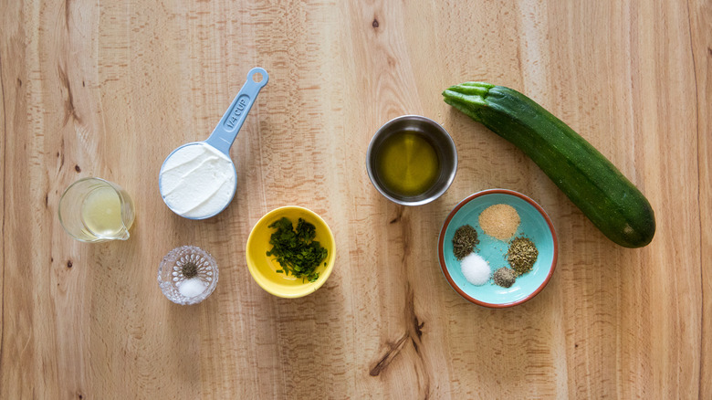 zucchini chip ingredients on table