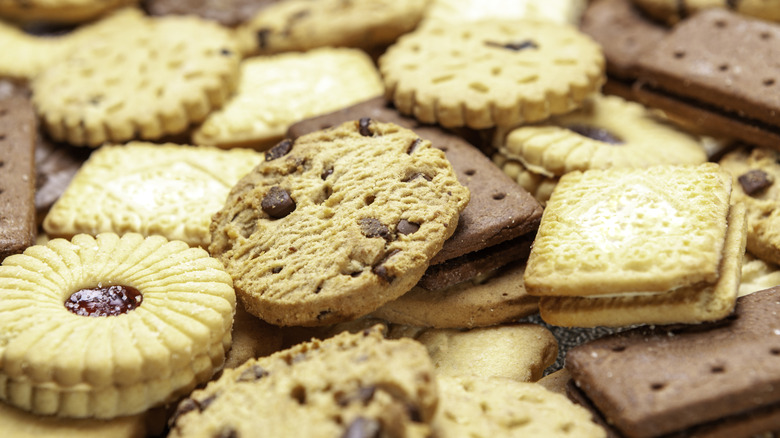 Assorted cookies piled together