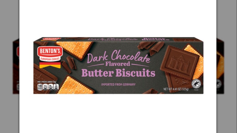 Dark chocolate butter biscuits with a white background