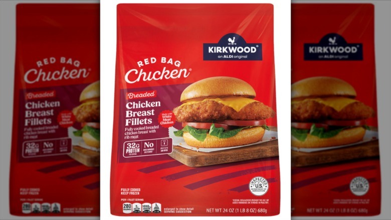 closeup of Kirkwood red bag chicken breast filets