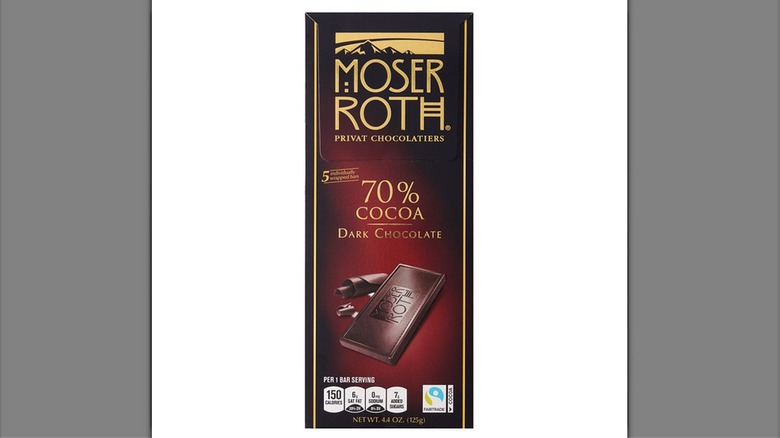 Stock image of Aldi's Moser Roth 70% Dark Chocolate Bar