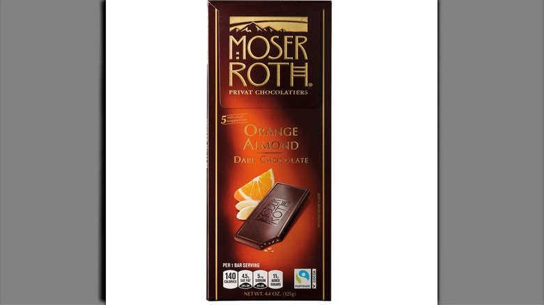 Stock image of Aldi's Moser Roth Dark Orange and Almond Chocolate Bar