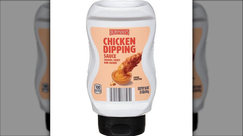 A squeeze bottle of Burman's chicken dipping sauce.