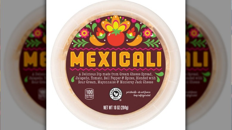 A top-down view of a container of Park Street Deli Mexicali dip.