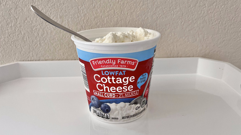 Low Fat Small Curd Cottage Cheese with spoon