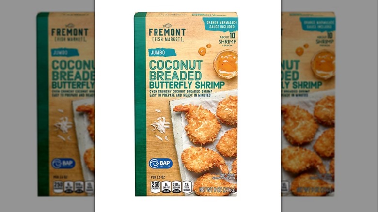 Aldi coconut shrimp with white background