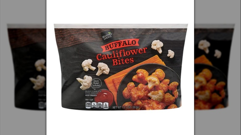 Black bag of Season's Choice Breaded Buffalo Cauliflower Wings on a white background