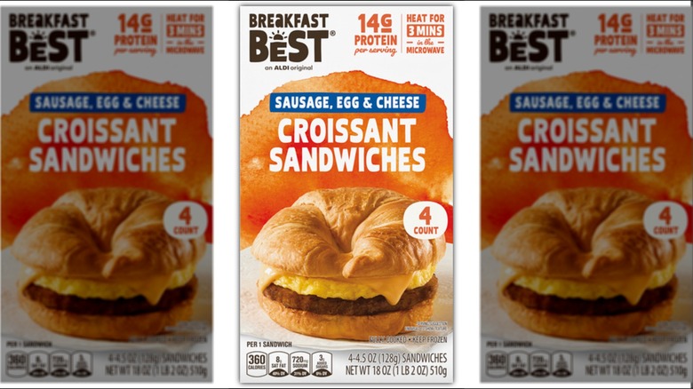Aldi Breakfast Best Sausage, Egg & Cheese Croissant Sandwiches