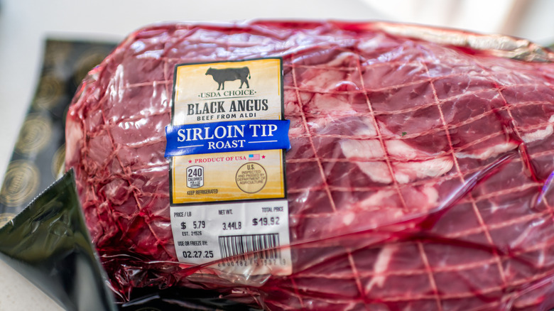 Close-up of Aldi Black Angus sirloin