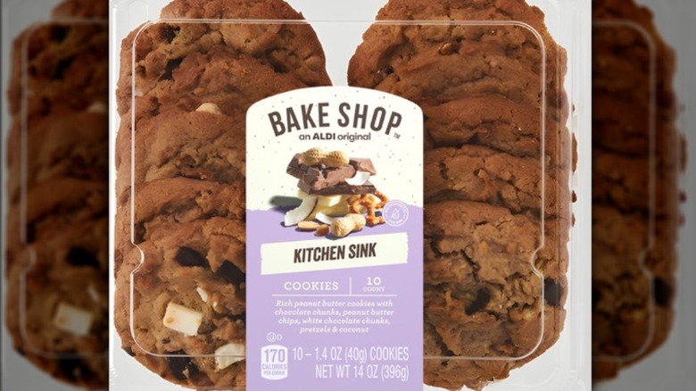 Aldi kitchen sink cookies on white background