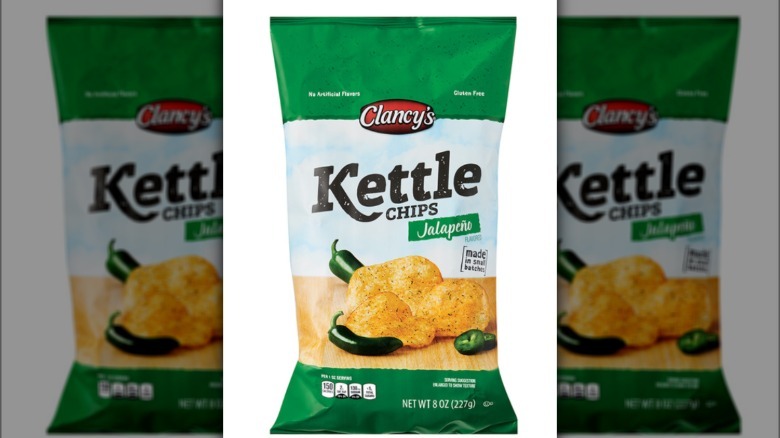 Aldi kettle chip bag on white background