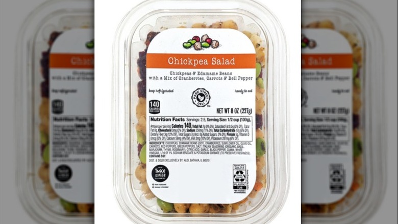 Chickpea salad on white background