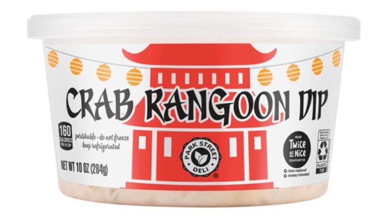 Crab rangoon dip on white background