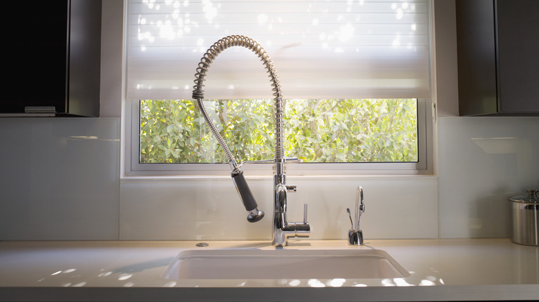 Kitchen sink with window open