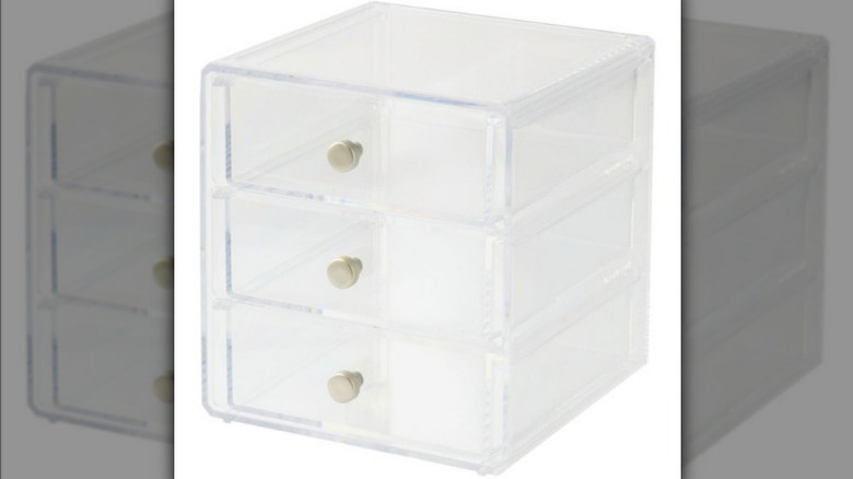 Three-drawer organizer on white background