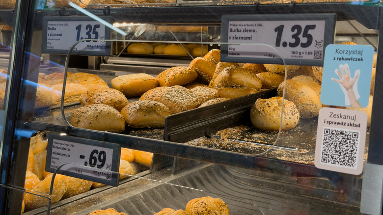 close up of shelf at Lidl in-store bakery