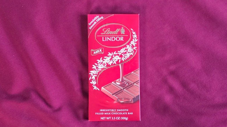 Package of Lindt Lindor milk chocolate truffle candy bar