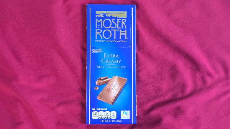 Package of Moser Roth extra creamy milk chocolate bar