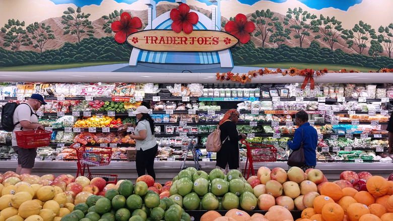 Trader Joe's shoppers at produce aisle