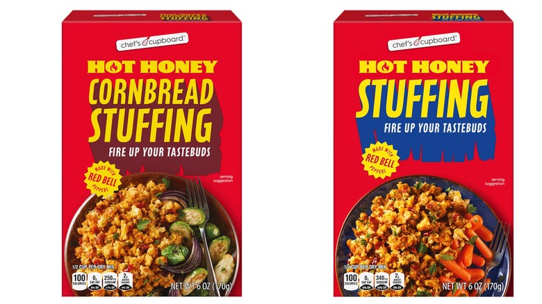 Boxes of Chef's Cupboard hot honey cornbread stuffing from Aldi