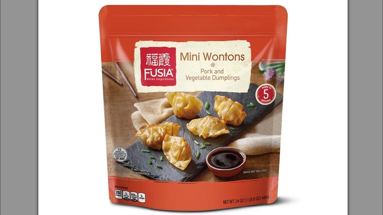 Orange package of mini wontons