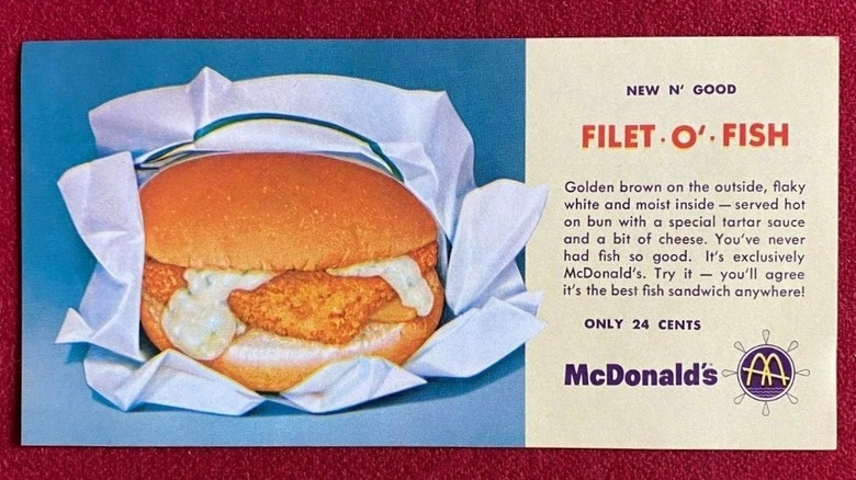 A 1964 McDonald's promotional card advertising the Filet-O-Fish sandwich