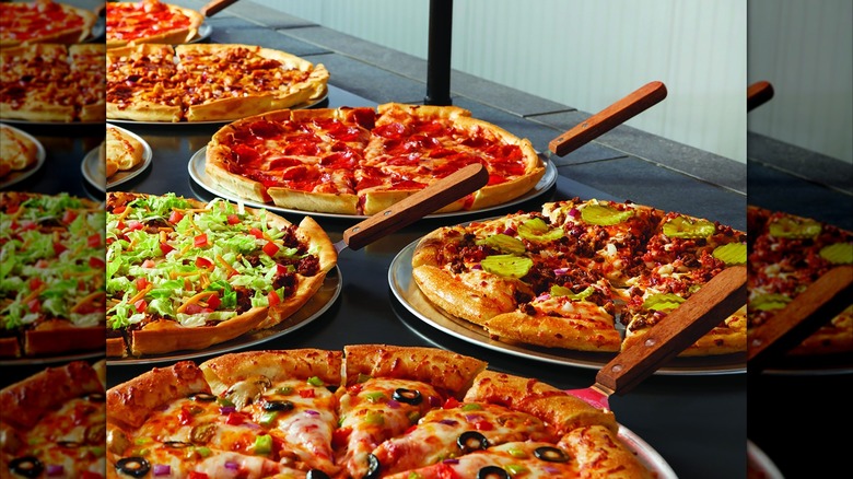 Array of pizzas offered at Pizza Inn