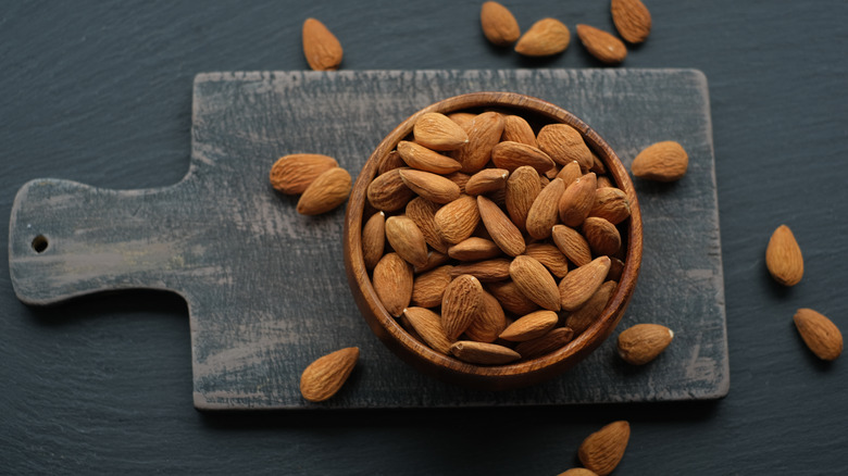 Shelled almonds in a bowl