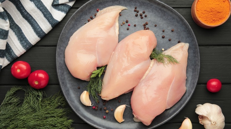 raw chicken breast on plate