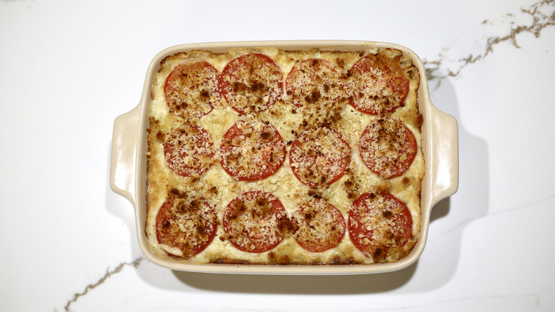 Ina Garten's mac and cheese in dish
