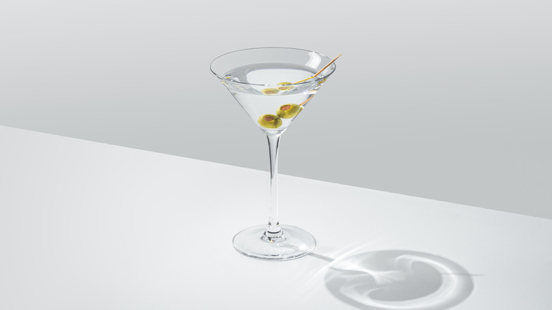 Martini in martini galss on a white background