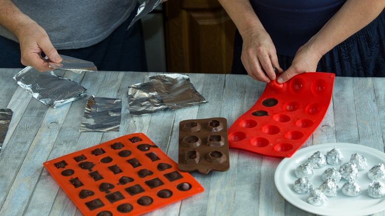 Making chocolate candy silicone mold