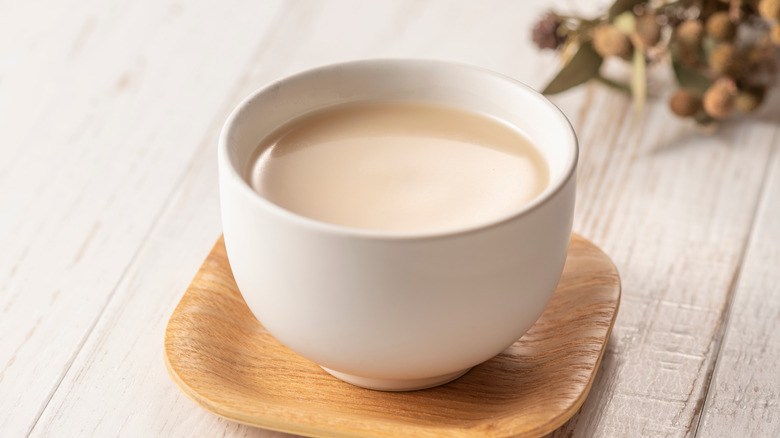 Amazake drink in a white cup