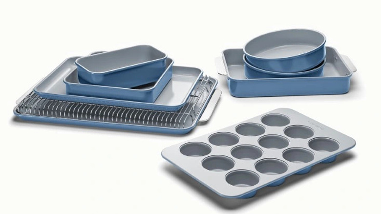 Caraway's 11-piece ceramic bakeware set in Slate color