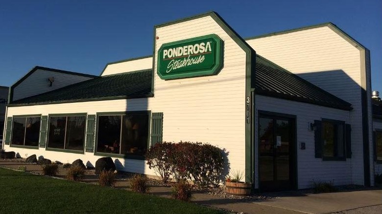 The outside of a Ponderosa Steakhouse