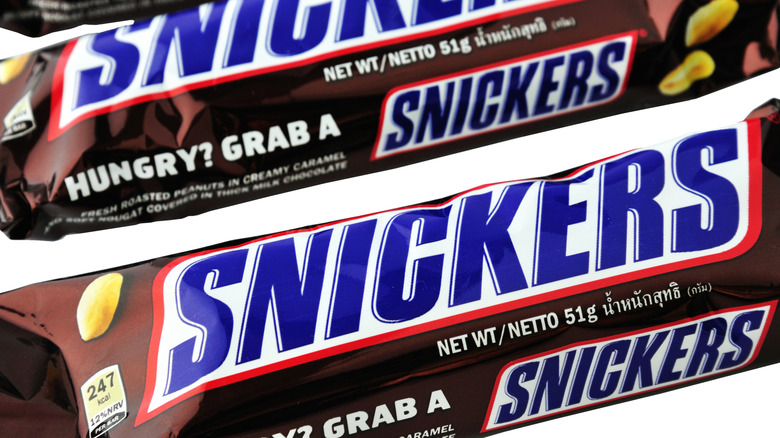 Two Snickers candy bars