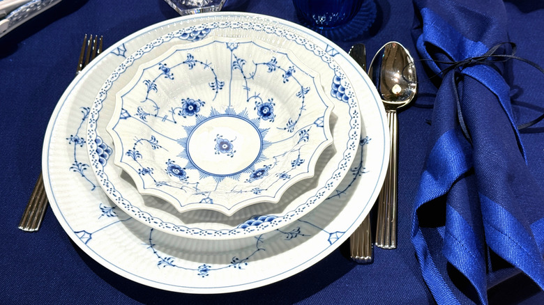 Royal Copenhagen-style place setting on table