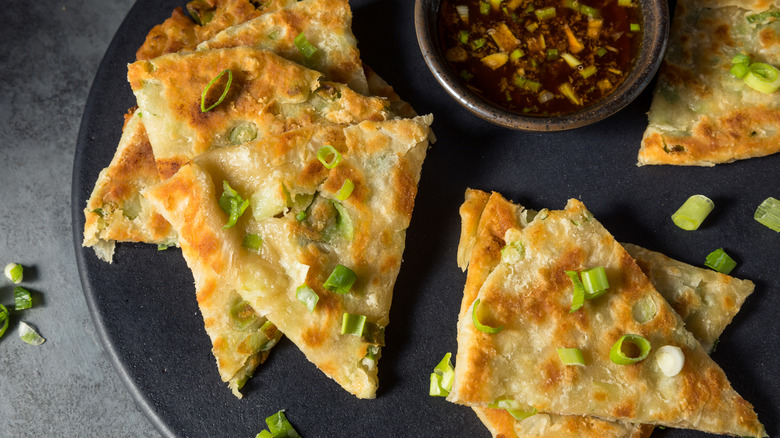 Homemade scallion pancakes