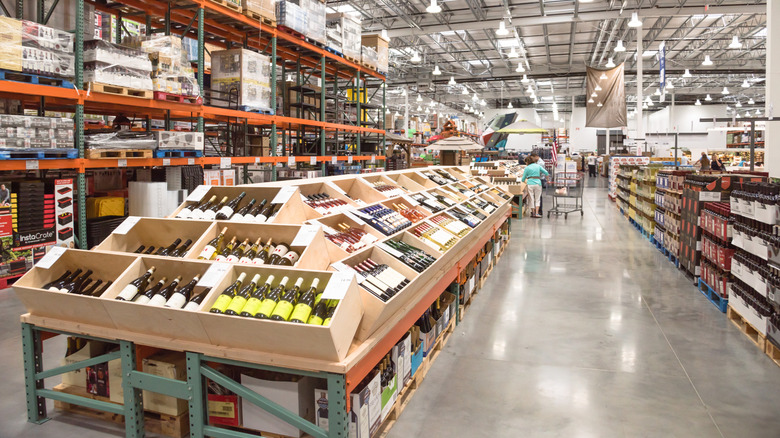 Bottles of wine in a Costco warehouse