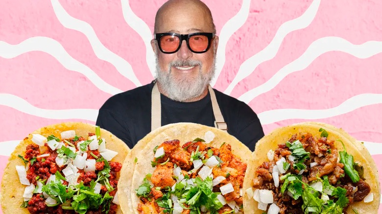 Chef Andrew Zimmern with tacos