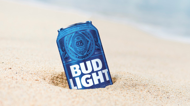 Bud Light can on beach