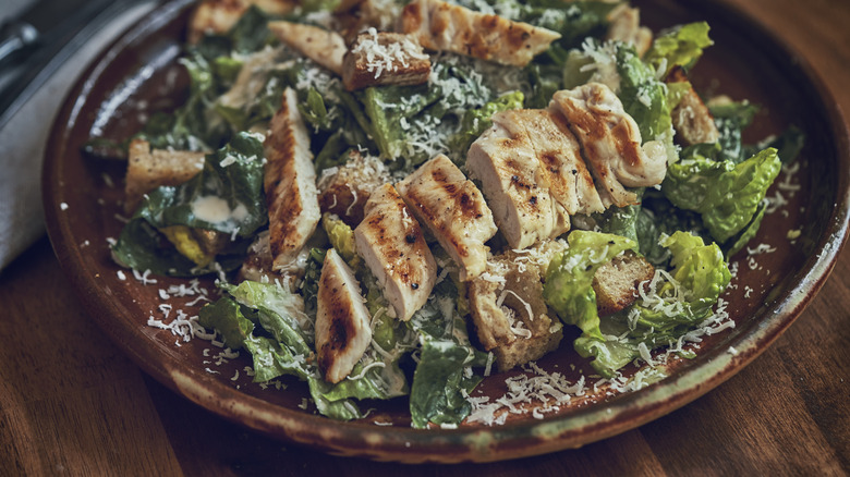 Homemade chicken Caesar salad