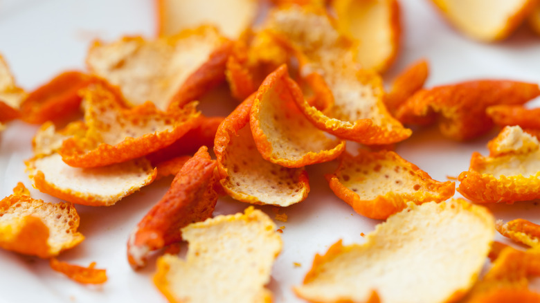 Pile of dried orange peels