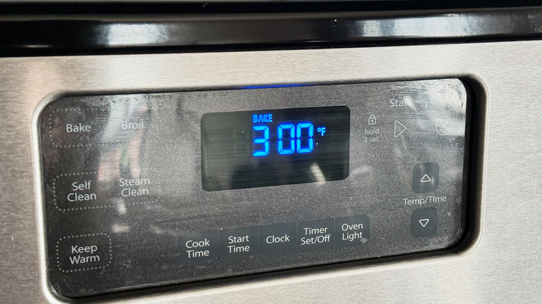 preheating the oven to 300 F