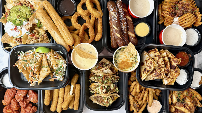 Every Applebee's appetizer on a white counter