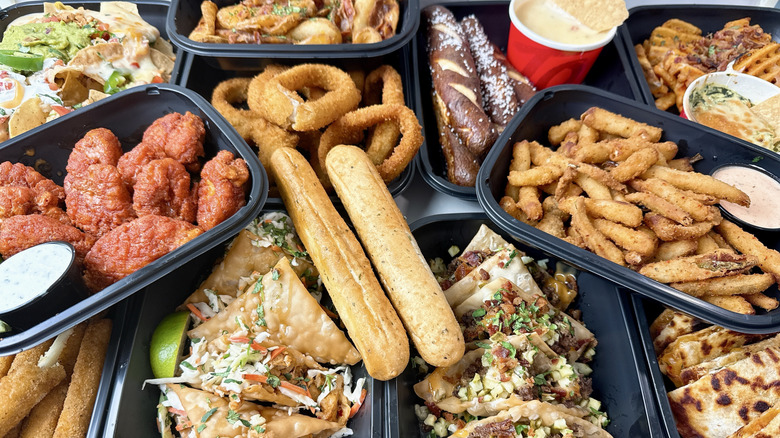 Every Applebee's appetizer on a white counter