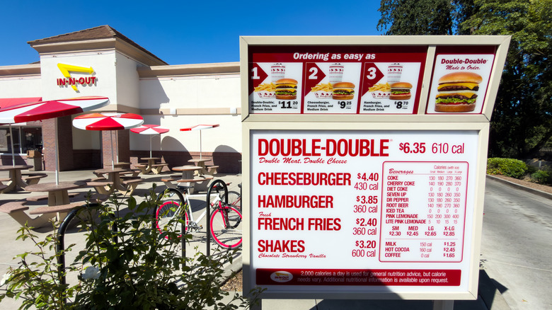 In-N-Out drive-thru menu